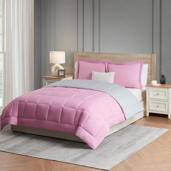 Nestl Down Alternative Comforter Pink/Light Grey {1}