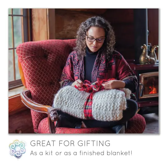 DIY Merino Wool Blanket Knitting Kit: Soft and Thick #7 Weight Jumbo Yarn, Knitting Needles and Pattern. Soft, Cozy, Great for Gifts Lilac {5}
