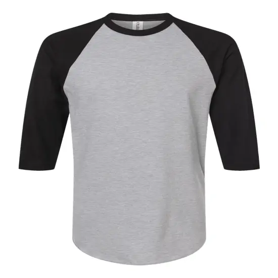 Tultex&reg; Fine Jersey Raglan Crewneck Three-Quarter Sleeve T-Shirt Heather grey/ black {6}