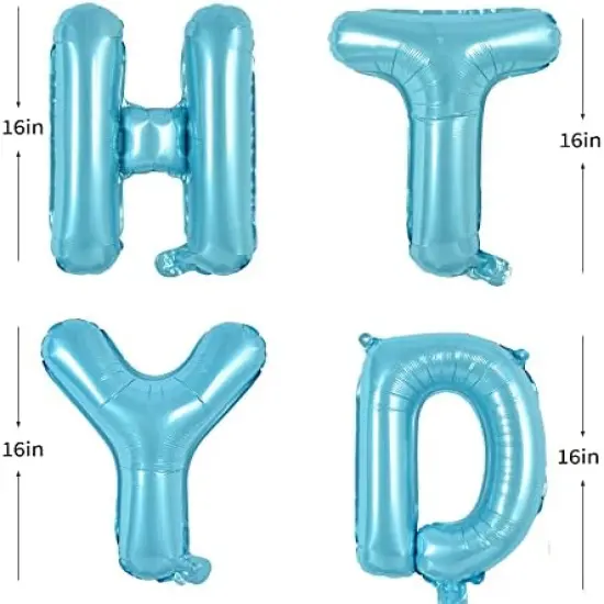 Colorful Celebrations: 16-Inch Mylar Foil Happy Birthday Balloons Banner - Eco-Friendly Decor for All Ages! Light blue {3}