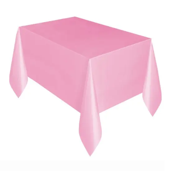 Lovely Pink Solid Rectangular Plastic Table Cover, 54" x 108" {1}