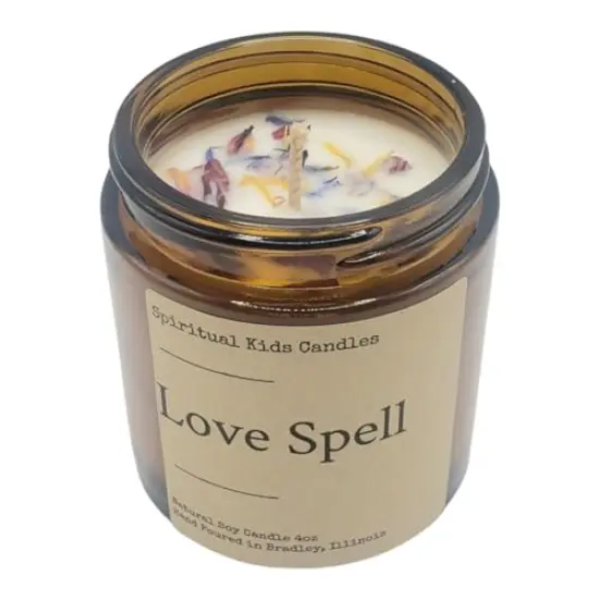 Love Spell Candle 4oz Hand Poured with All Natural Soy Wax and Fragrant/ Essential Oils! | Birthday Gift | Christmas Gift | Floral Candle | Dried Flowers {1}