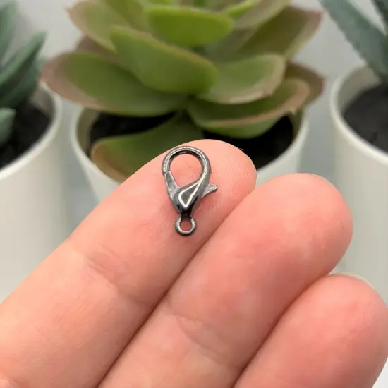 100 or 500 Pieces: 7 x 12 mm Gunmetal Gray Lobster Claw Clasps {2}