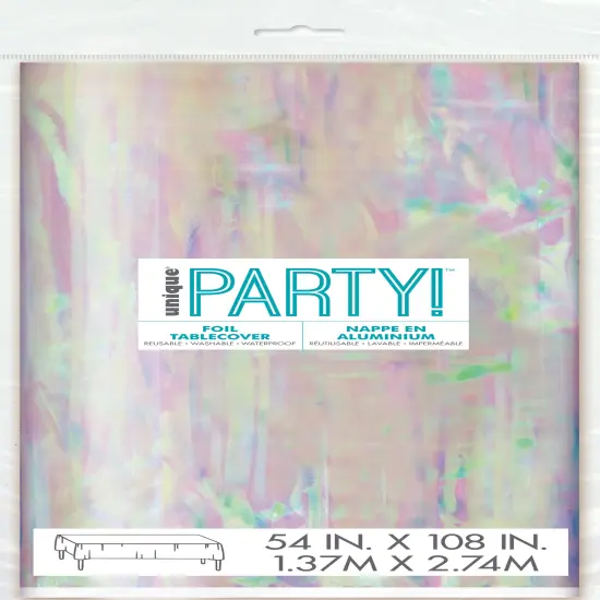 Iridescent Foil Rectangular Plastic Table Cover, 50" x 84", 1ct {1}