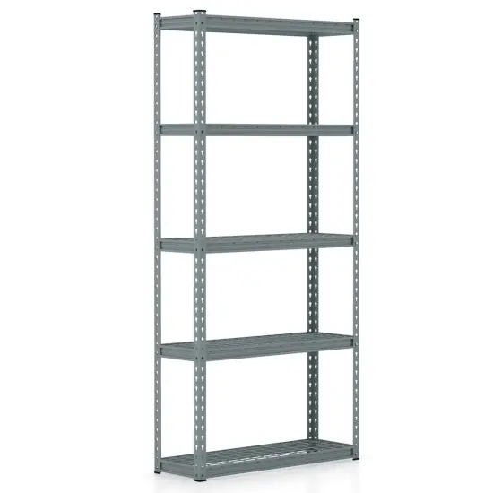 Costway 1/2/3/4 PCS 5-Tier Heavy Duty Storage Shelf Storage Utility Rack Shelf with Anti-tipping Device Grey {7}