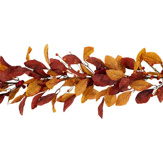 Northlight 5' x 8" Berries with Orange and Red Leaves Artificial Fall Harvest Garland, Unlit {6}