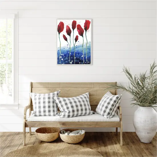 Patriotic Floral I by Elizabeth Medley 23-in. W x 30-in. H. Canvas Wall Art Print Framed in White {5}