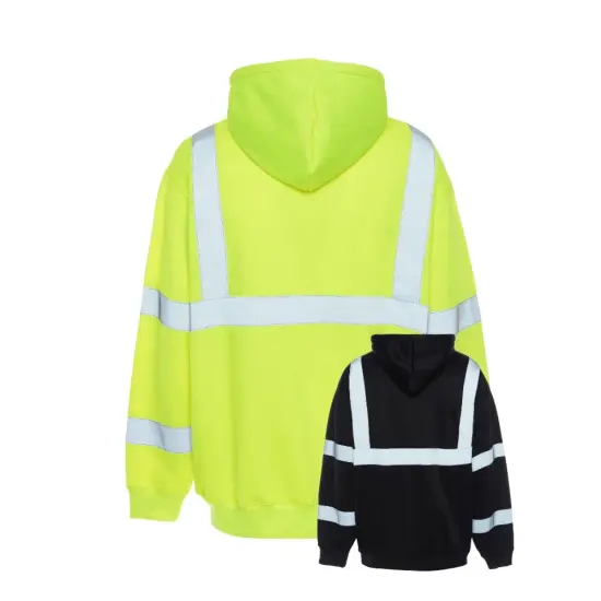 Fullzip Reflective Long Sleeve Fleece Hoodie for Men (Ropa De Trabajo) Safety orange {3}