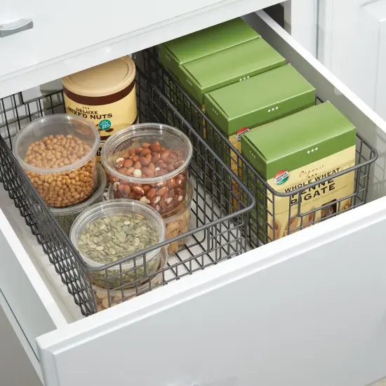 mDesign Metal Wire Food Organizer Basket with Built-In Handles - 16 x 9 x 6 {2}