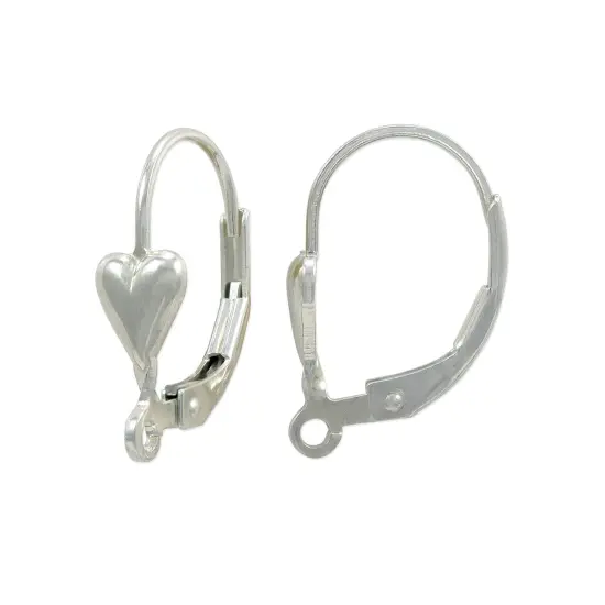Lever Back Earring with Heart 18mm Sterling Silver (1 Pair of Earrings) {1}