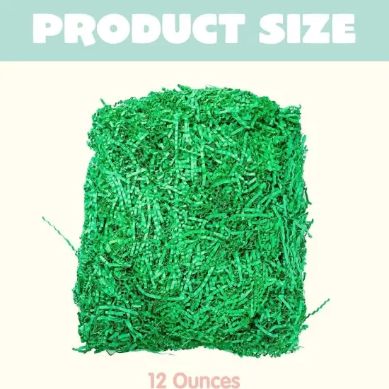 12oz Easter Grass Crinkle Paper Shred Pure Green Easter Basket Filler {2}