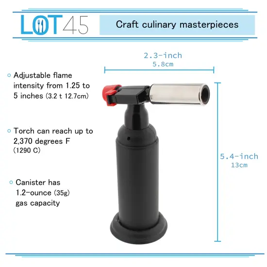Lot45 Butane Kitchen Torch - 1oz Small Torch Lighters Butane Refillable Torch {5}