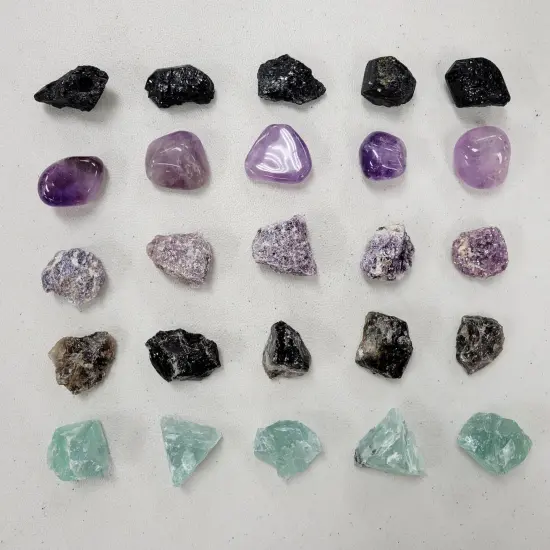 Crystals for Empath - Tourmaline, Amethyst, Lepidolite, Smoky Quartz, Fluorite {5}