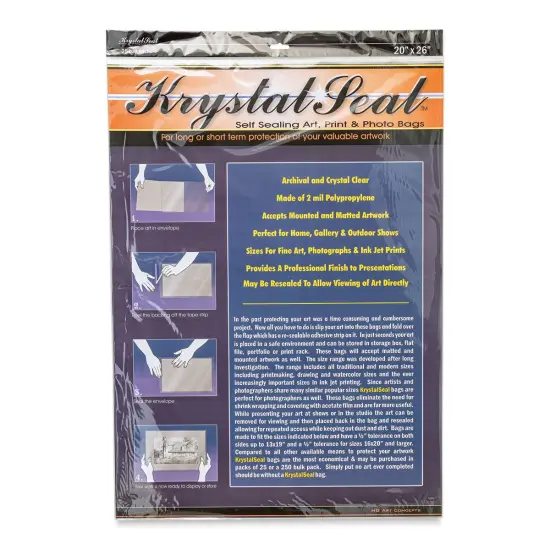 Krystal Seal Self-Sealing Art, Print, and Photo Bag Pack - 20" x 26", Pkg of 25 {1}