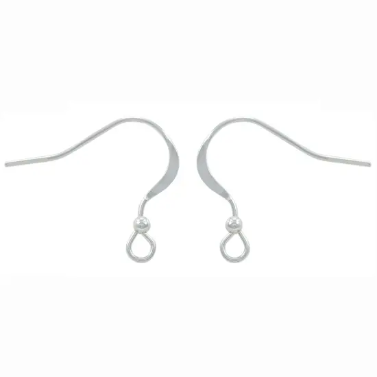 JewelrySupply Sterling Silver Flat Earring Wires with 2mm Bead (1 Pair of Sterling Silver Earrings) {1}