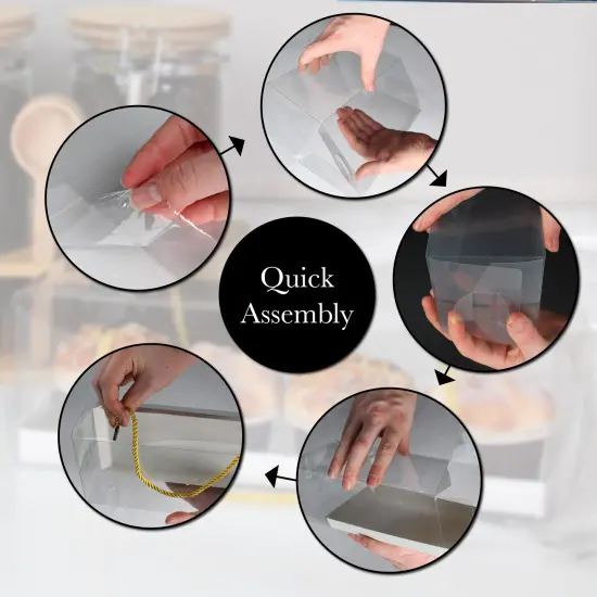 Spec101 Clear Dessert Boxes with Handles 10pk - 10.8x4.3x3.7in Small Cake Boxes {5}