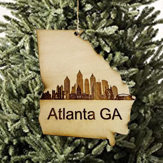 Ornament - Atlanta GA Skyline - Raw Wood Ornament {4}