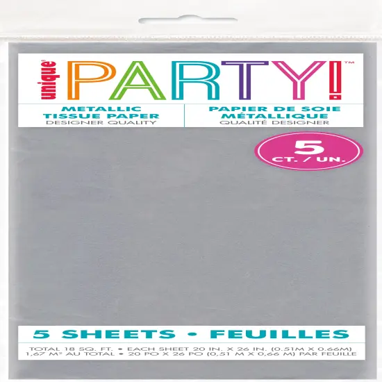 Silver Metallic Tissue Sheets, 5ct {2}