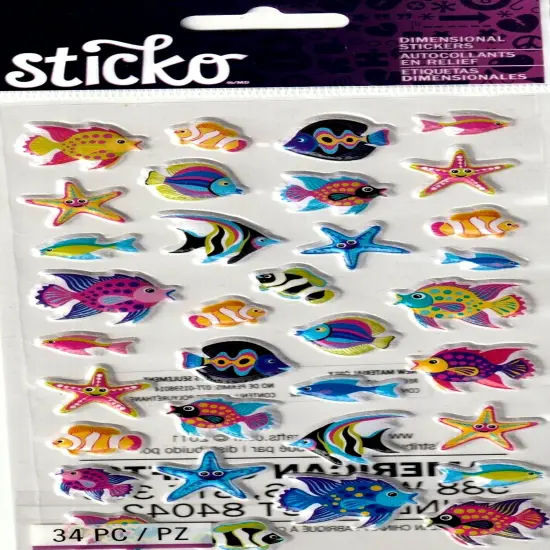 Sticko Tropical Fish Dimensional Puffy Stickers {1}