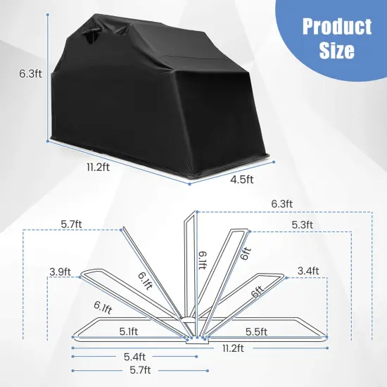 Costway 11.2' x 4.5' x 6.3' Waterproof Motorbike Storage Tent Outdoor Motorcycle Shelter {3}