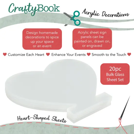 CraftyBook Heart-Shaped Acrylic Boards 4 Pack 5x7in Clear Sheets {3}