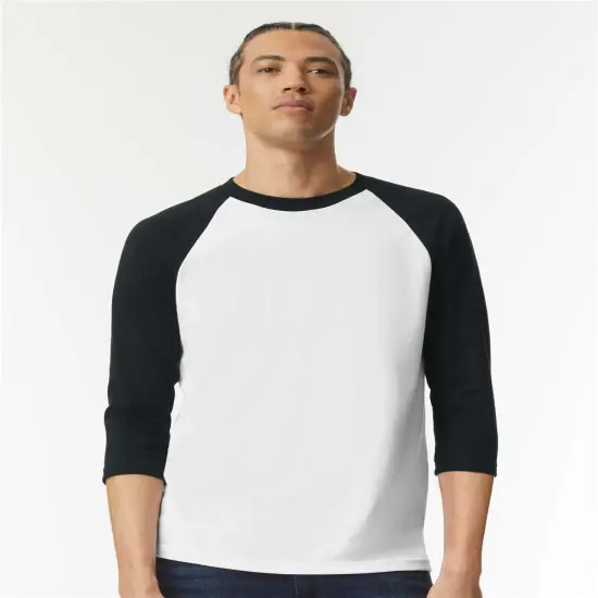 American Apparel&reg; CVC Crewneck Three-Quarter Sleeve Tee White/ black {1}