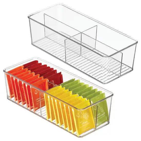 mDesign Plastic Kitchen Cabinet Divided Storage Organizer Bin {1}