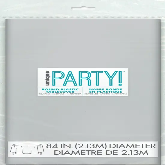 Silver Round Table Cover, 84", 1ct {2}