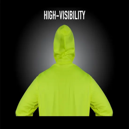 RADYAN&reg; Men's Long Sleeve Classic Fit High Visibility Safety Hoodie Black {3}