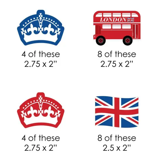 Big Dot of Happiness Cheerio, London - Diy Shaped British UK Party Cut-Outs - 24 Count {4}