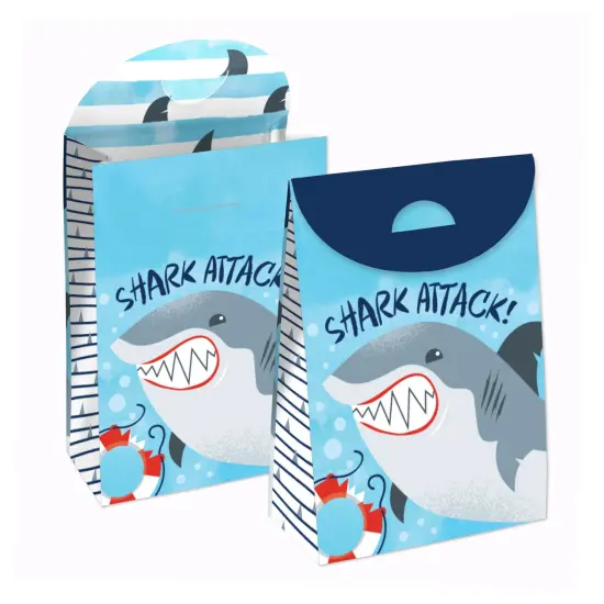 Big Dot of Happiness Shark Zone - Jawsome Shark Party or Birthday Gift Favor Bags - Party Goodie Boxes - Set of 12 {1}