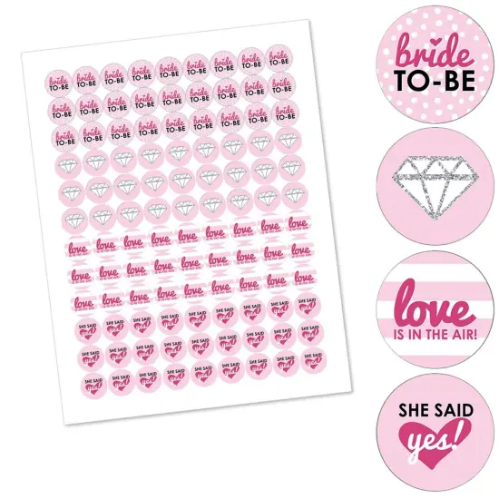 Big Dot of Happiness Bride-To-Be - Bridal Shower & Classy Bachelorette Party Round Candy Sticker Favors - Labels Fits Chocolate Candy (1 sheet of 108) {3}