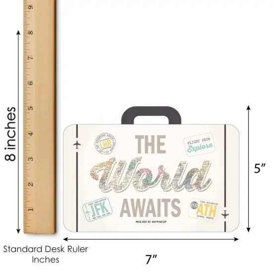 Big Dot of Happiness World Awaits - Bingo Cards and Markers - Travel Themed Party Shaped Bingo Game - Set of 18 {6}