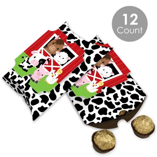 Big Dot of Happiness Farm Animals - Favor Gift Boxes - Barnyard Baby Shower or Birthday Party Large Pillow Boxes - Set of 12 {3}