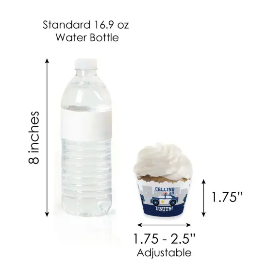 Big Dot of Happiness Calling All Units - Police - Cupcake Decor - Cop Birthday Party or Baby Shower Cupcake Wrappers and Treat Picks Kit - Set of 24 {7}