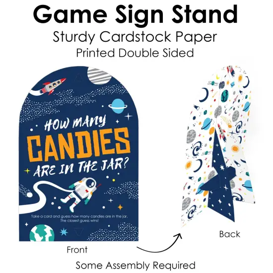 Big Dot of Happiness Blast Off to Outer Space How Many Candies Rocket Ship Baby Shower or Birthday Party Game 1 Stand and 40 Cards Candy Guessing Game {6}