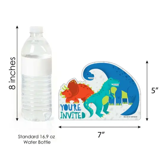 Big Dot of Happiness Roar Dinosaur - Shaped Fill-in Invites - Dino Mite T-Rex Baby Shower or Birthday Party Invite Cards with Envelopes - Set of 12 {6}