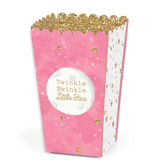 Big Dot of Happiness Pink Twinkle Twinkle Little Star - Baby Shower or Birthday Party Favor Popcorn Treat Boxes - Set of 12 {1}