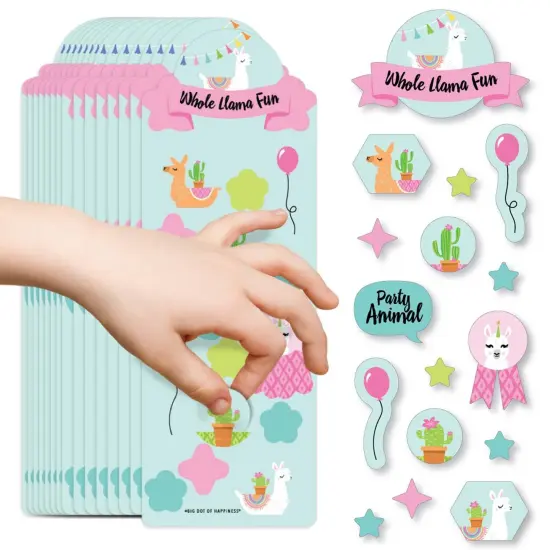 Big Dot of Happiness Whole Llama Fun - Llama Fiesta Birthday Party Favor Kids Stickers - 16 Sheets - 256 Stickers {1}