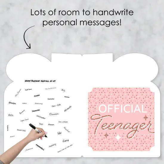 Big Dot of Happiness 13th Pink Rose Gold Birthday - Happy Birthday Giant Greeting Card - Big Shaped Jumborific Card - 16.5 x 22 inches {4}