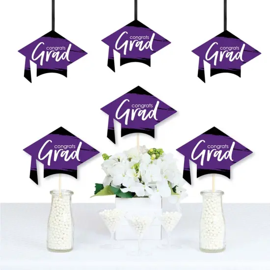 Big Dot of Happiness Purple Graduation - Grad Cap Decorations DIY Party Essentials - Set of 20 {3}