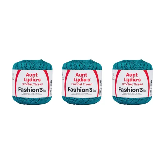 Aunt Lydia Fashion Warm Teal Crochet - 3 Pack of 150y/137m - Cotton - Gauge 3 - Crochet {1}