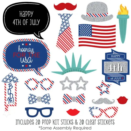 Big Dot of Happiness 4th of July - Photo Booth Props Kit - 20 Count {3}