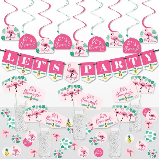 Big Dot of Happiness Pink Flamingo - Party Like a Pineapple - Tropical Summer Party Supplies Decoration Kit - Decor Galore Party Pack - 51 Pieces {1}