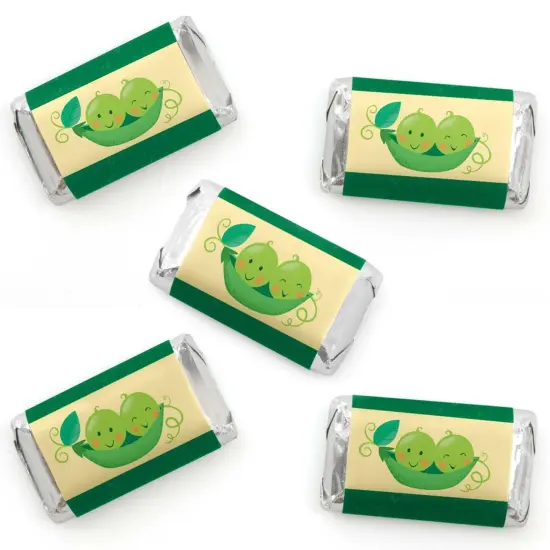 Big Dot of Happiness Double the Fun - Twins Two Peas in a Pod - Mini Candy Bar Wrapper Stickers - Baby Shower or Birthday Party Small Favors - 40 Ct {1}