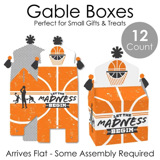 Big Dot of Happiness Basketball - Let the Madness Begin - Treat Box Party Favors - College Basketball Party Goodie Gable Boxes - Set of 12 {7}