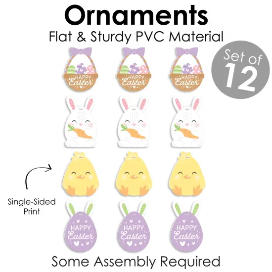 Big Dot of Happiness Spring Easter Bunny - Happy Easter Decorations - Tree Ornaments - Set of 12 {6}