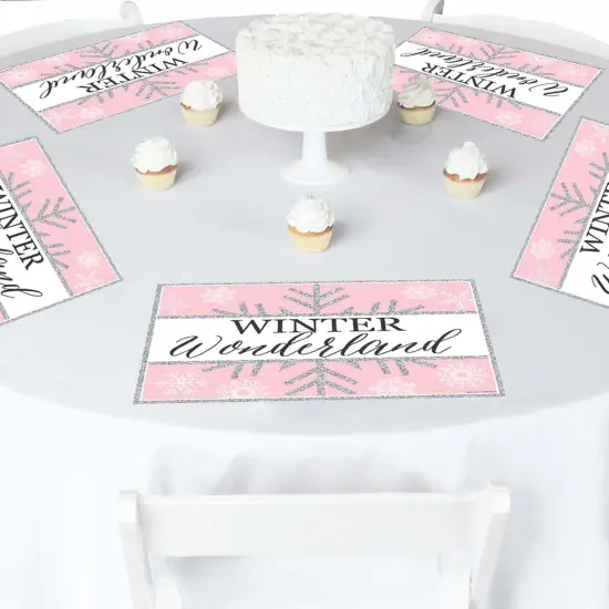 Big Dot of Happiness Pink Winter Wonderland - Party Table Decorations - Holiday Snowflake Birthday Party and Baby Shower Placemats - Set of 16 {3}