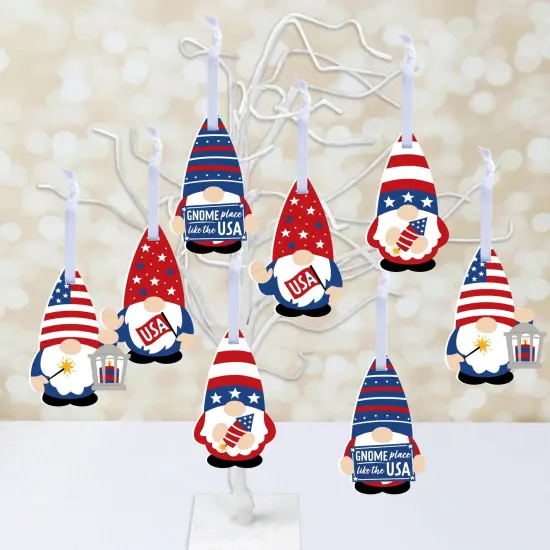 Big Dot of Happiness Patriotic Gnomes - Memorial Day, 4th of July and Labor Day Gnome Decorations - Tree Ornaments - Set of 12 {3}