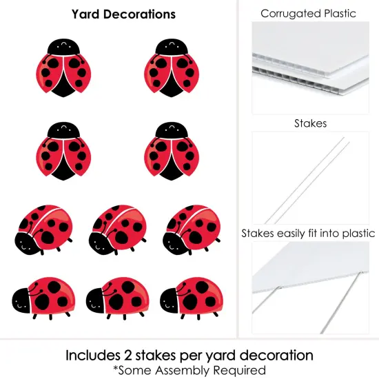 Big Dot of Happiness Happy Little Ladybug - Lawn Decorations - Outdoor Baby Shower or Birthday Party Yard Decorations - 10 Piece {7}